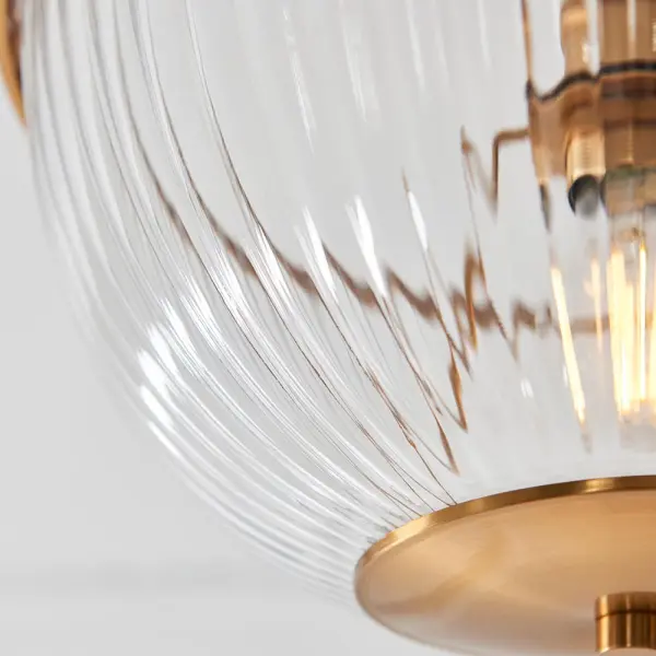 Somerset Upturned Flush Fitting in Brass with Ribbed Glass