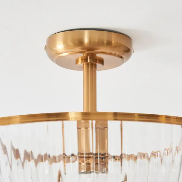 Somerset Upturned Flush Fitting in Brass with Ribbed Glass