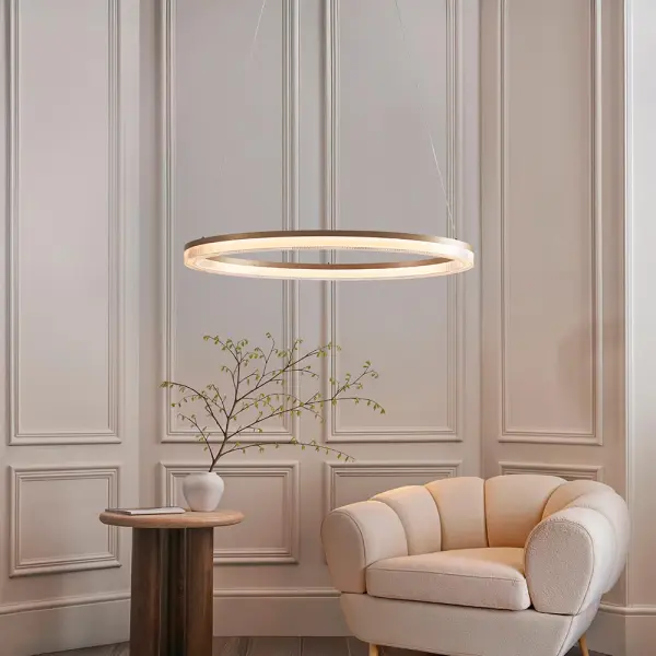 Brushed Gold LED Hoop Pendant