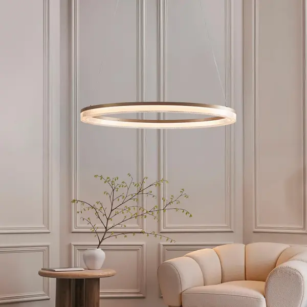 Brushed Gold LED Hoop Pendant