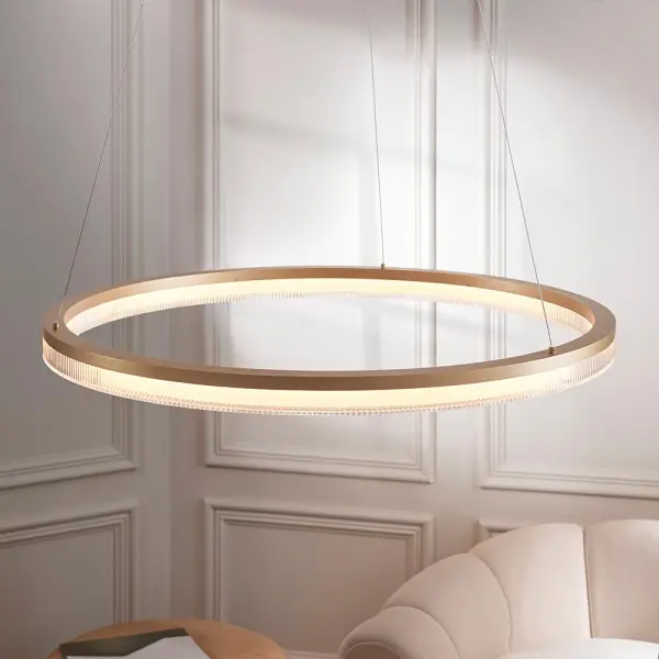 Brushed Gold LED Hoop Pendant