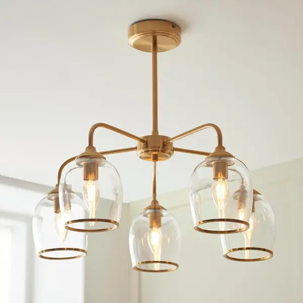 Ashcroft 5 Light Semi Flush with Clear Glass Shades