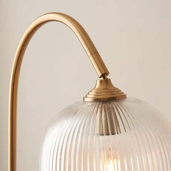 Ashcroft Brass Floor Lamp with Ribbed Glass Shade