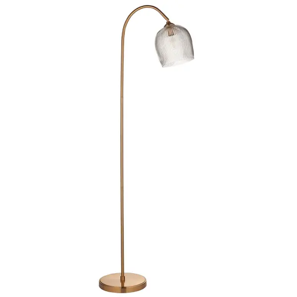Ashcroft Brass Floor Lamp with Ribbed Glass Shade