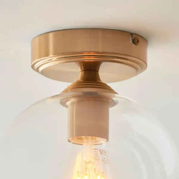 Ashcroft Brass Flush Fitting with Clear Glass Shade