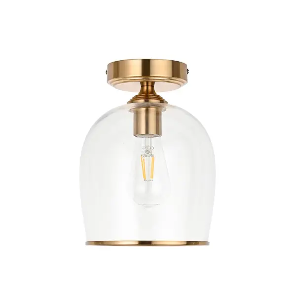 Ashcroft Brass Flush Fitting with Clear Glass Shade