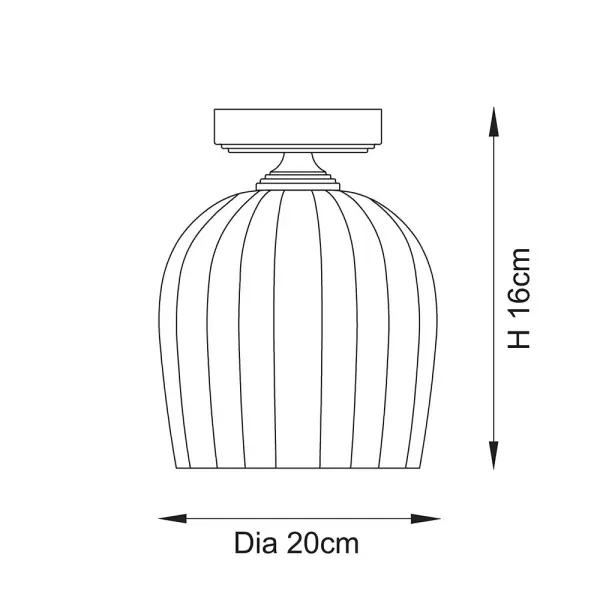 Ashcroft Brass Flush Fitting with Ribbed Glass Shade