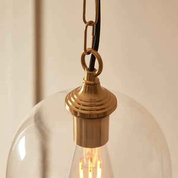 Ashcroft Single Brass Pendant with Clear Glass Shade