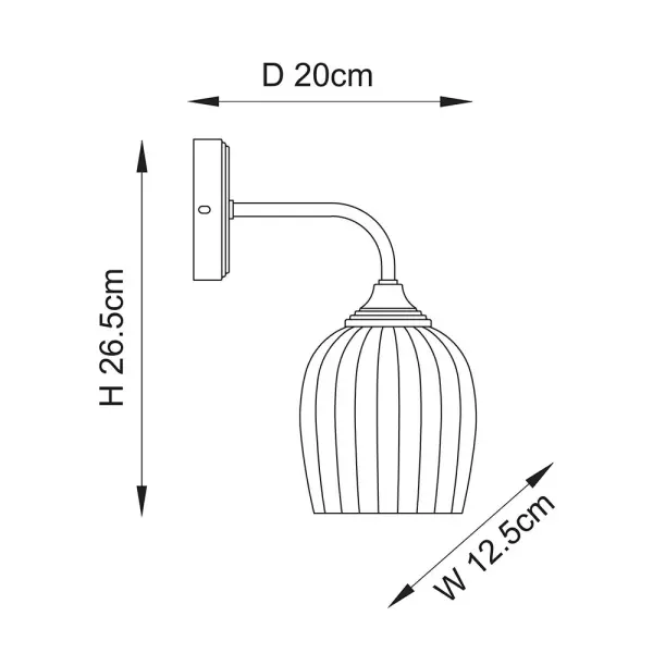 Ashcroft Brass Wall Fitting with Ribbed Glass Shade