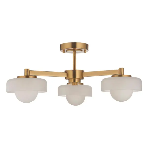 Boss 3 Light Semi Flush Fitting in Brushed Brass