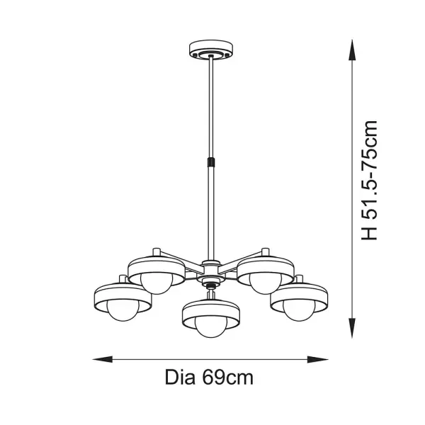 Boss 5 Light Ceiling Fitting in Brushed Brass