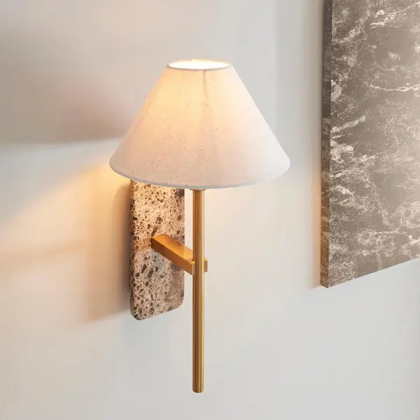 Faro Emperador Brown Marble Wall Light C/W Shade