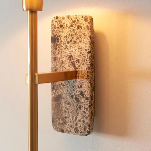 Faro Emperador Brown Marble Wall Light C/W Shade