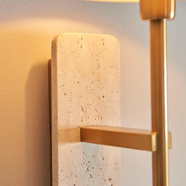 Faro Natural Travertine Stone Wall Light C/W Shade