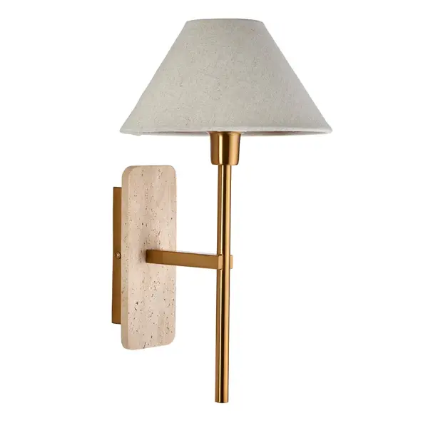 Faro Natural Travertine Stone Wall Light C/W Shade