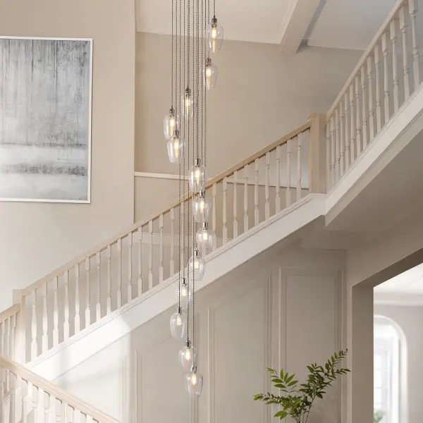 Millie Polished Nickel 13 Light Pendant with Clear Glass Shades