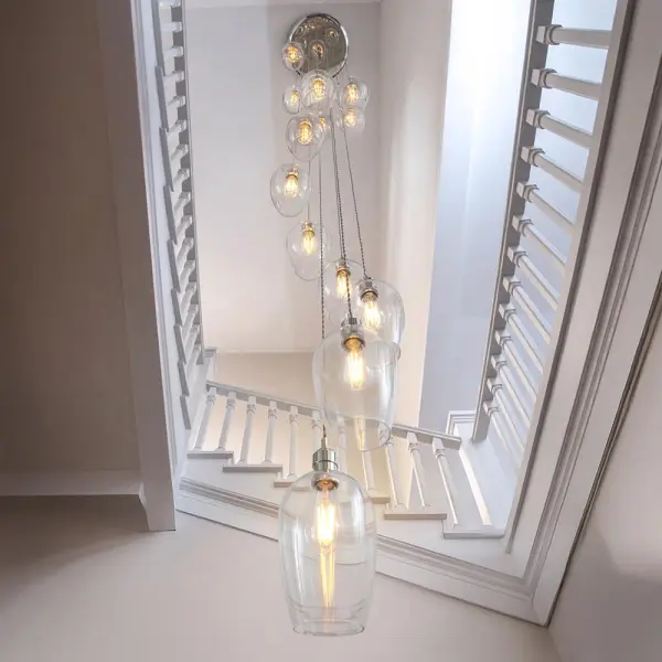 Millie Polished Nickel 13 Light Pendant with Clear Glass Shades