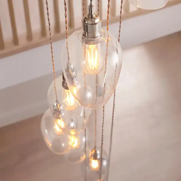 Millie Polished Nickel 13 Light Pendant with Clear Glass Shades