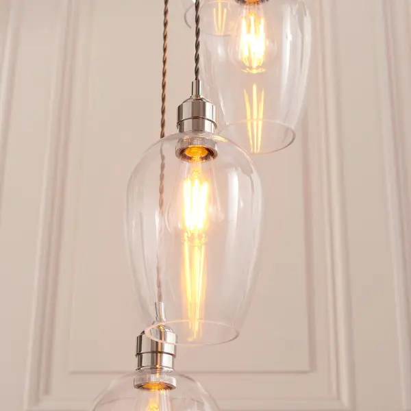 Millie Polished Nickel 13 Light Pendant with Clear Glass Shades