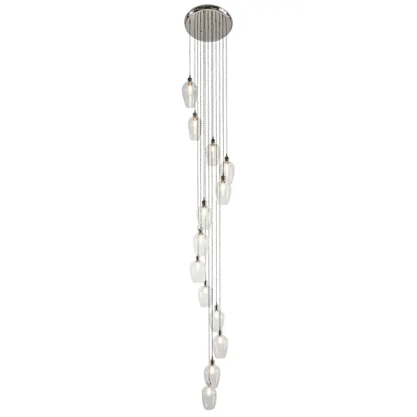 Millie Polished Nickel 13 Light Pendant with Clear Glass Shades