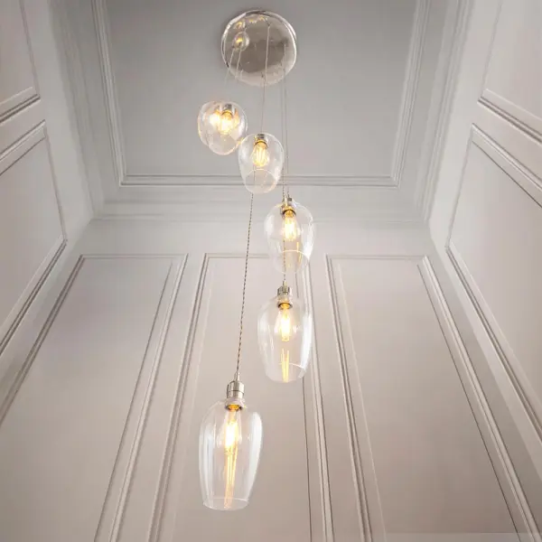 Millie Polished Nickel 7 Light Pendant with Clear Glass Shades