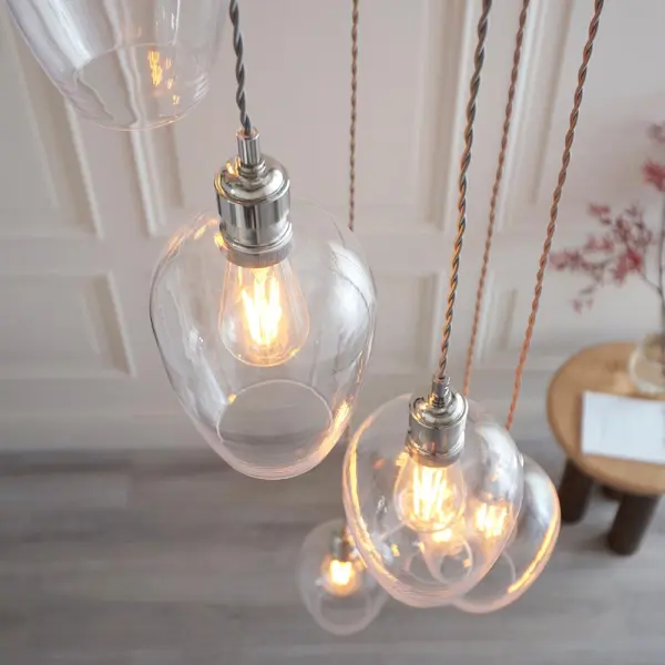 Millie Polished Nickel 7 Light Pendant with Clear Glass Shades