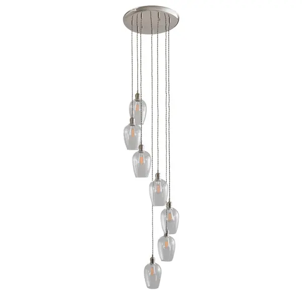 Millie Polished Nickel 7 Light Pendant with Clear Glass Shades