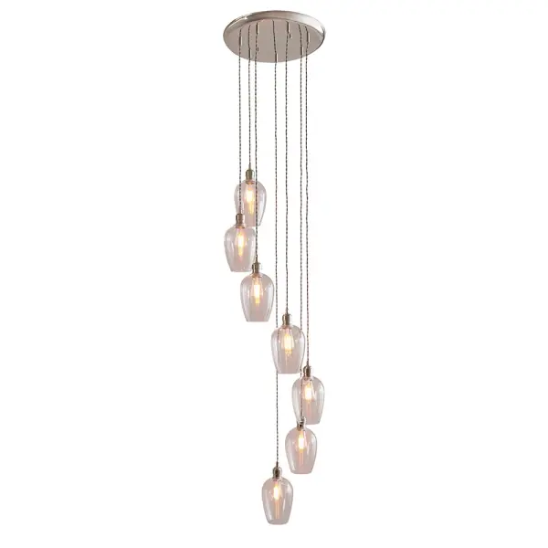 Millie Polished Nickel 7 Light Pendant with Clear Glass Shades