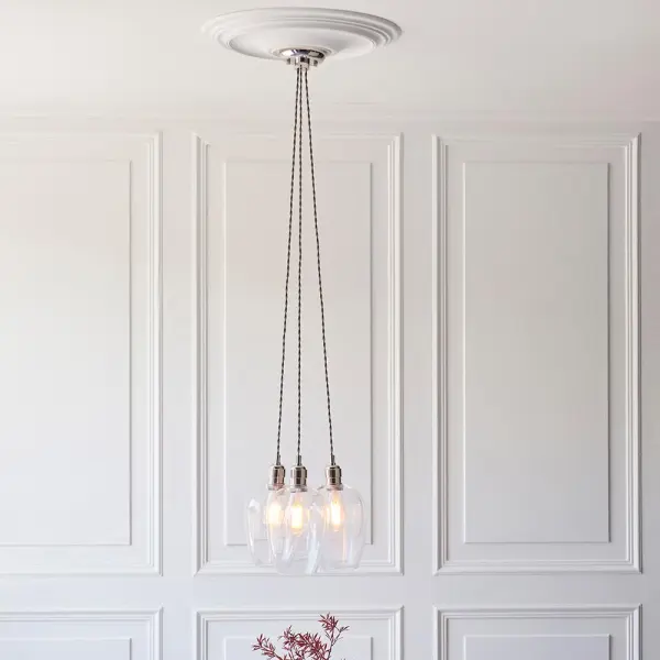 Mia Polished Nickel 3 Light Cluster Pendant with Clear Glass Shades