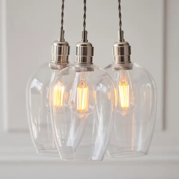 Mia Polished Nickel 3 Light Cluster Pendant with Clear Glass Shades
