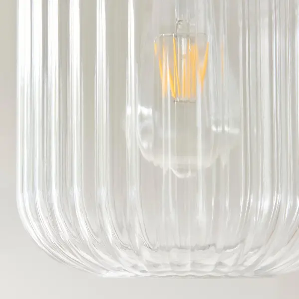 Travi White Volaskas Marble Pendant C/W Ribbed Glass