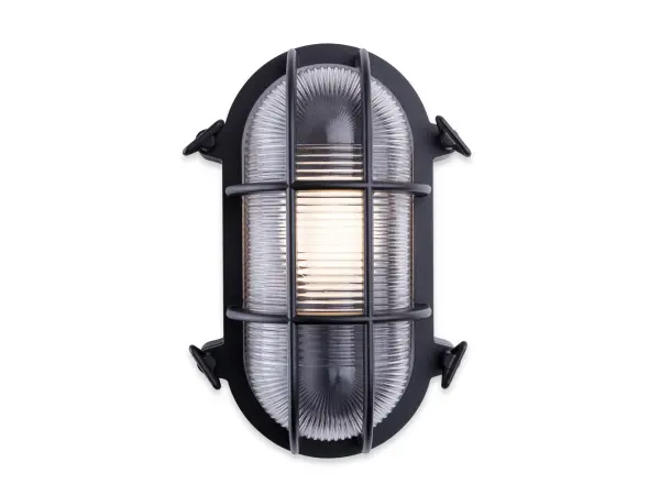 Turin Black Die Cast Aluminium Oval Shaped Bulkhead