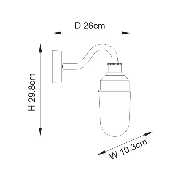 Terry Matt Black Outdoor Curved Wall Light IP44