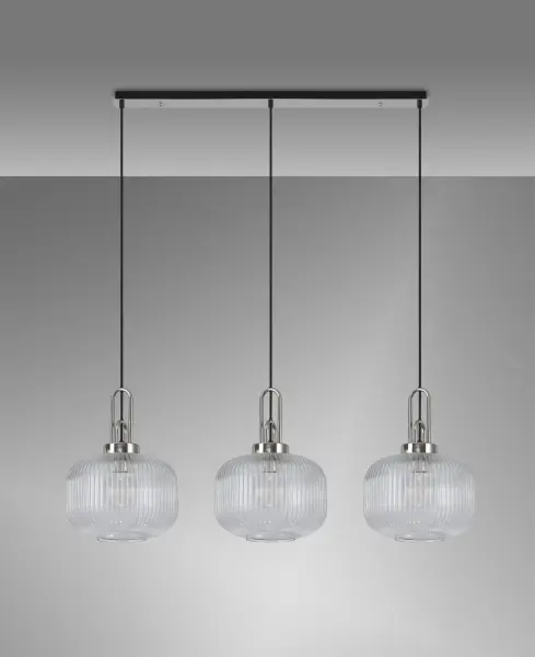 Meel 3 Light Polished Nickel Bar Pendant