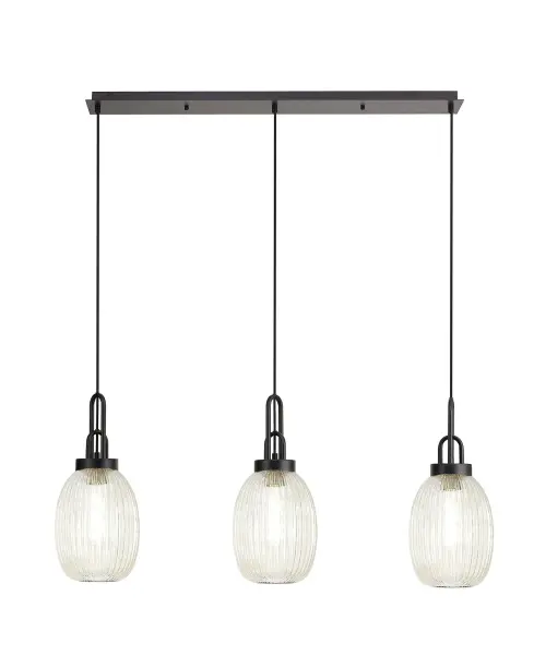 Meel 3 Light Matt Black Bar Pendant