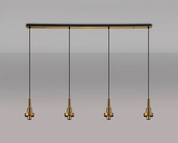 Meel 4 Light Brass Gold Bar Pendant