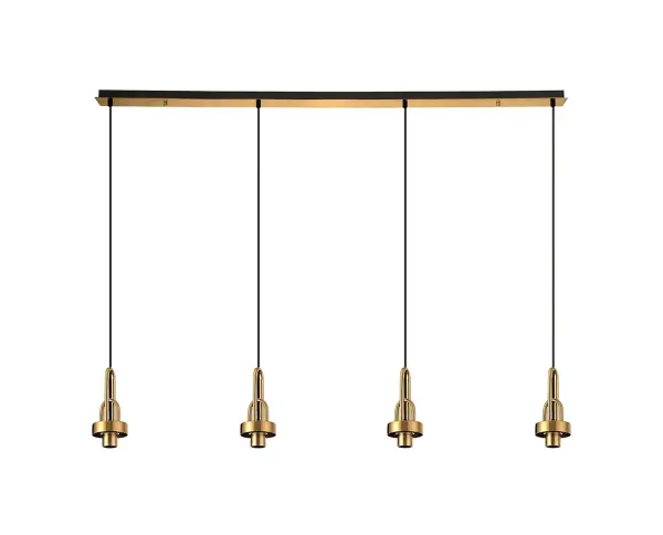 Meel 4 Light Brass Gold Bar Pendant