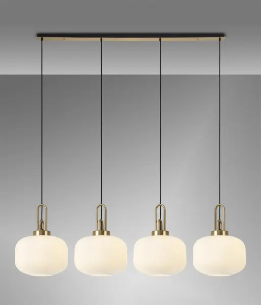 Meel 4 Light Brass Gold Bar Pendant