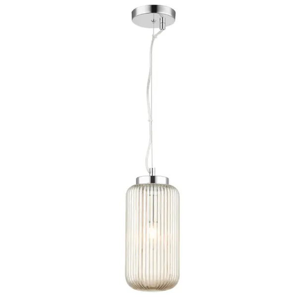 Mason 1 Light Amber Ribbed Glass Pendant