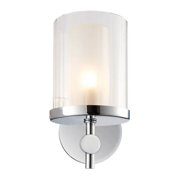 Britton Single Wall Light in Chrome & Ribbed Glass IP44