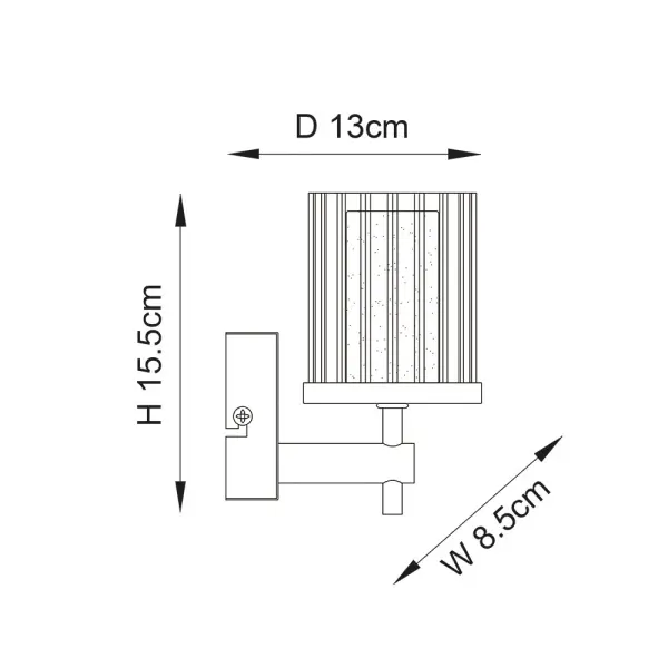 Britton Single Wall Light in Chrome & Ribbed Glass IP44