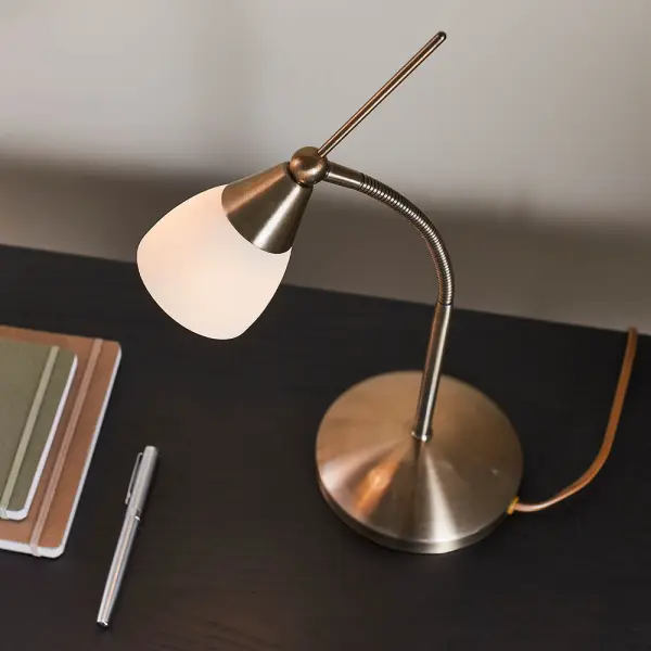 Antique Brass Touch Lamp with Flexi Arm