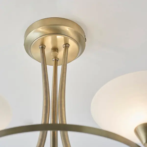 Cagney 3 Light Semi Flush in Antique Brass