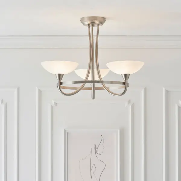 Cagney 3 Light Satin Chrome Semi Flush