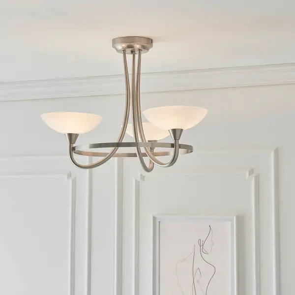 Cagney 3 Light Satin Chrome Semi Flush