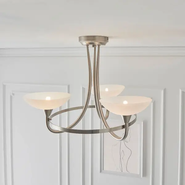 Cagney 3 Light Satin Chrome Semi Flush