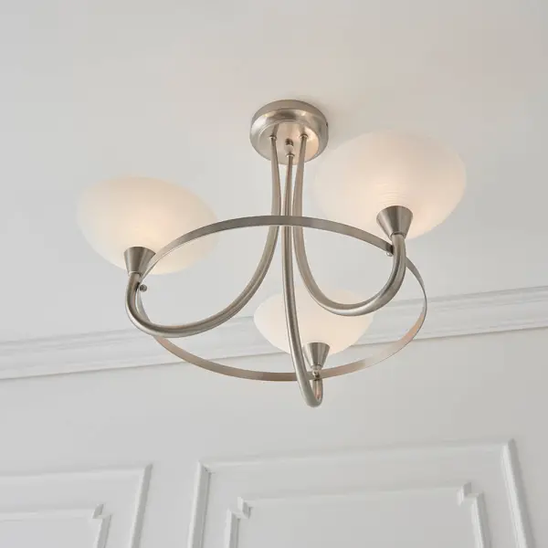 Cagney 3 Light Satin Chrome Semi Flush