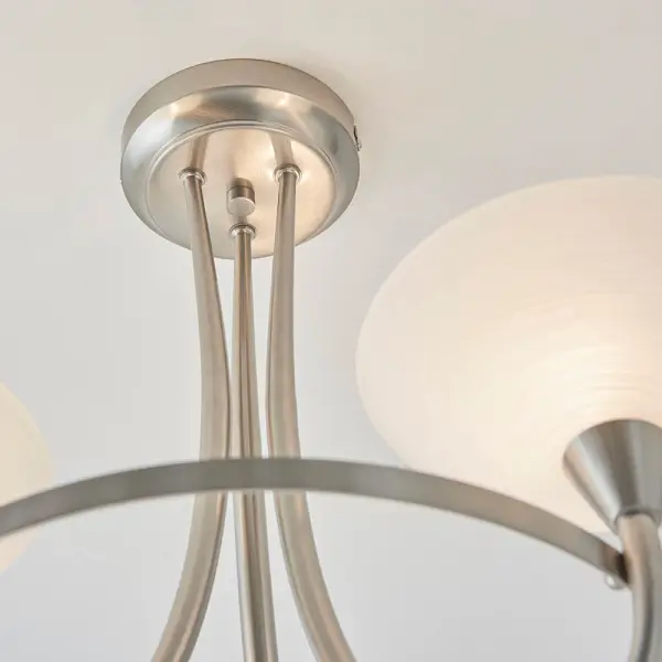 Cagney 3 Light Satin Chrome Semi Flush