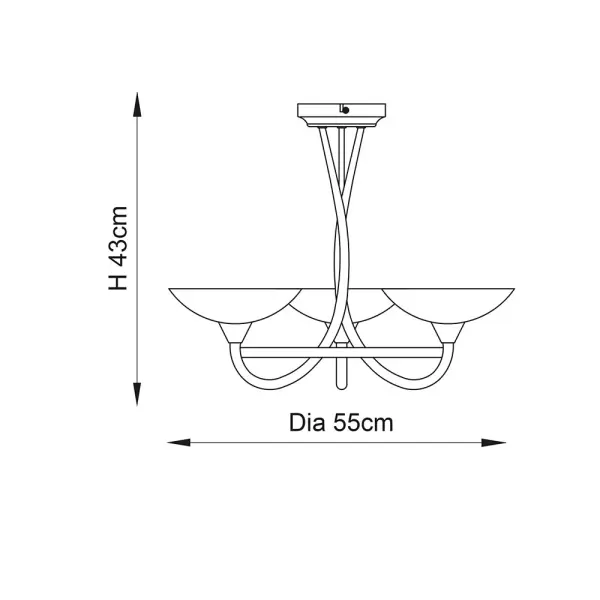 Cagney 3 Light Satin Chrome Semi Flush