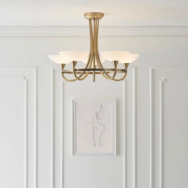 Cagney 5 Light Antique Brass Semi Flush